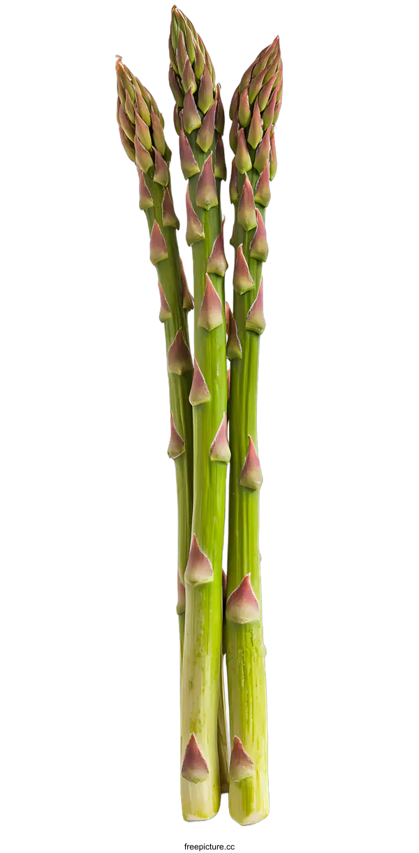 [Transparent Background PNG]Three Green Asparagus Spears On White Background