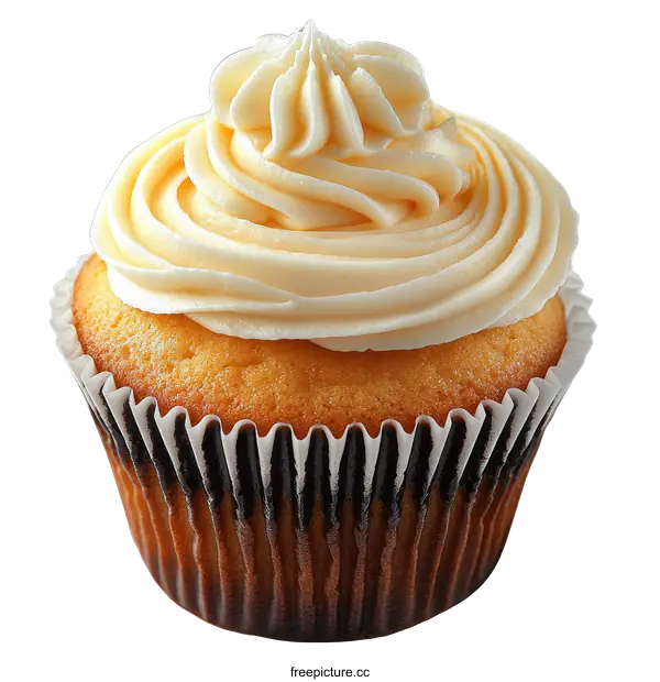 [Transparent Background PNG]Delicious Vanilla Cupcake with Creamy Frosting