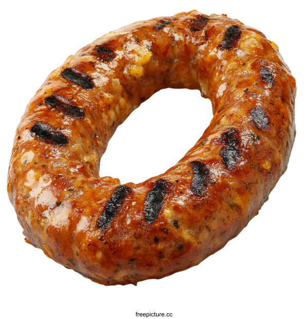 [Transparent Background PNG]Grilled Ring Sausage Close Up