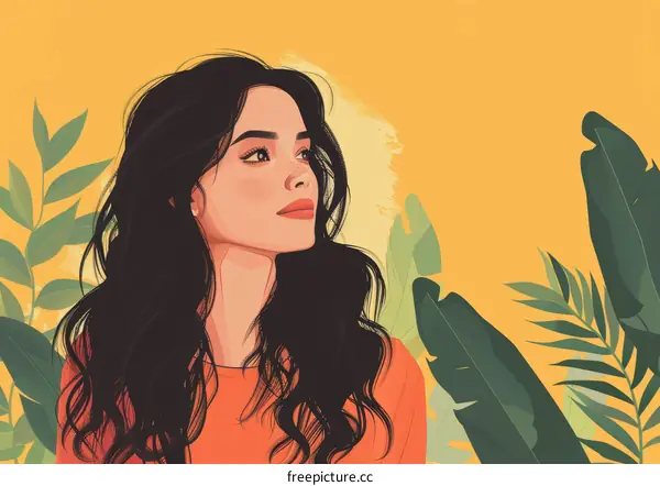 portrait of a young woman with long dark hair