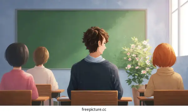 Classroom Scene Illustration with Students