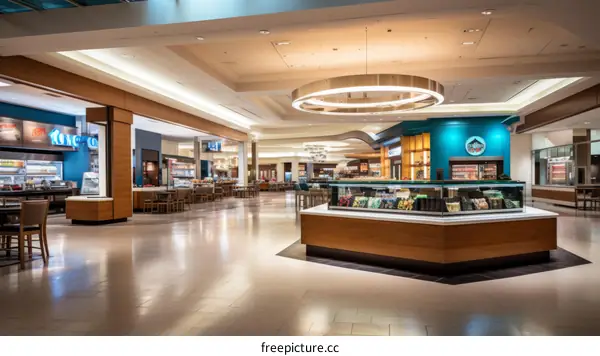 Deserted Food Court in a Shopping Mall