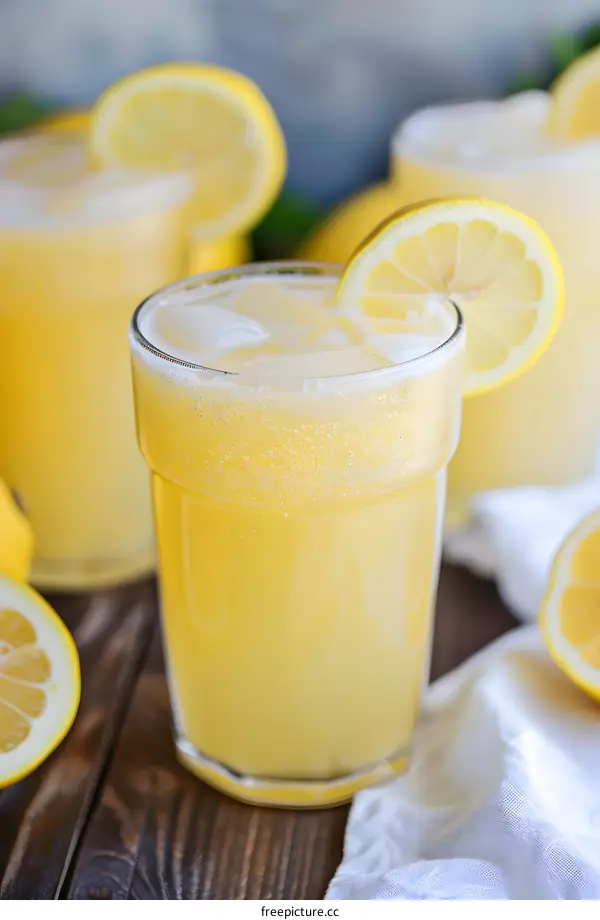 Refreshing Glass of Homemade Lemonade with Lemon Slice