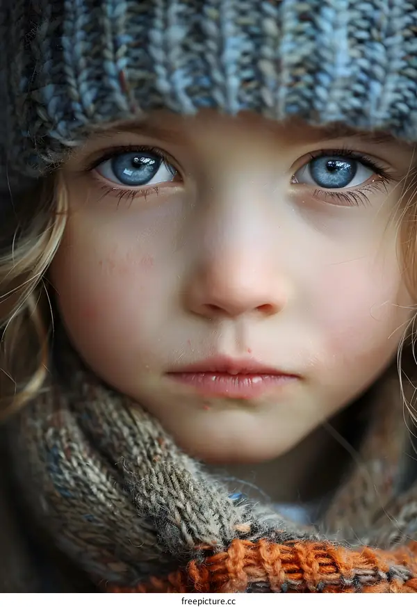 Portrait of a Little Girl with Blue Eyes