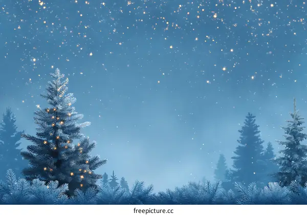 Winter Night Christmas Tree Scene