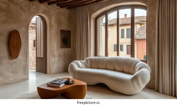 Beige Interior Design with Large Window View