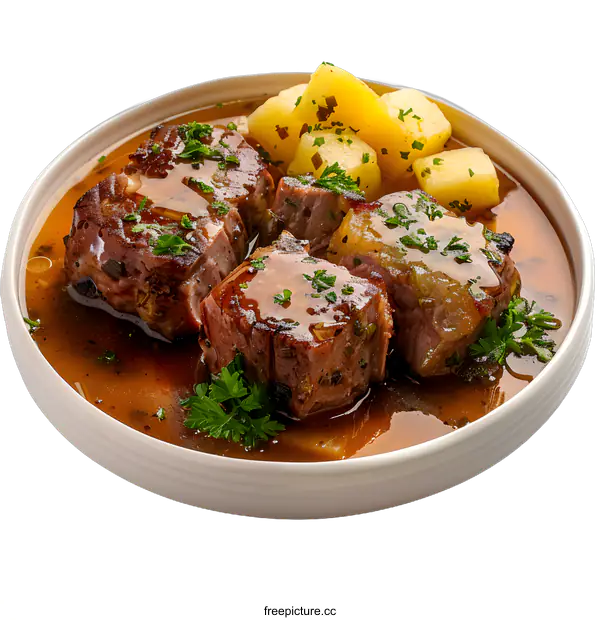 [Transparent Background PNG]Braised Pork Cheeks with Potatoes and Parsley