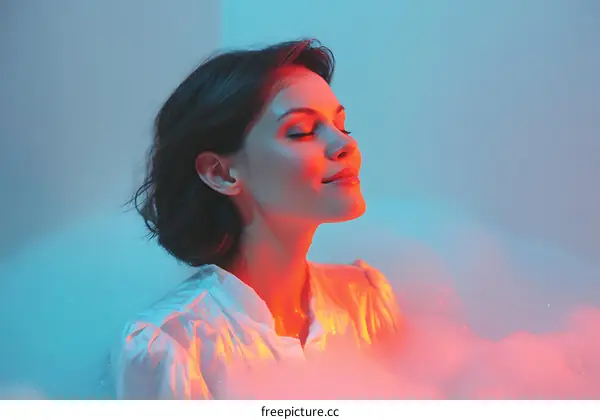 Woman Relaxing in a Bubble Bath Photo
