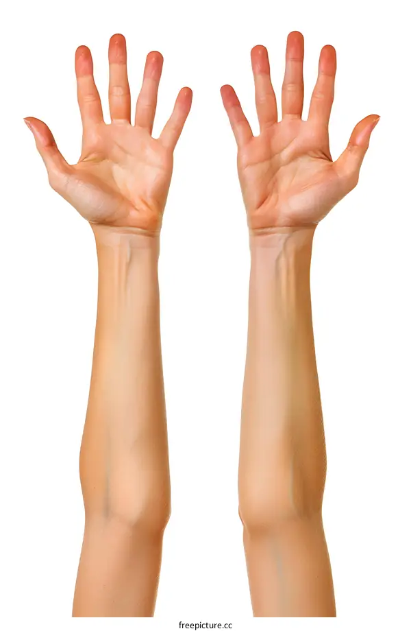 Two Hands Raised in the Air