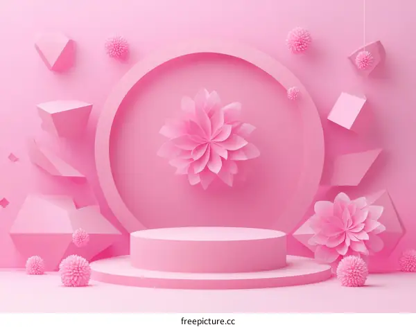 Pink Geometric Floral Display Background