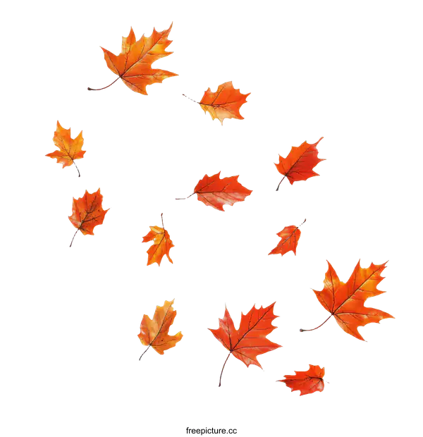 [Transparent Background PNG]Autumn Leaves Pattern on White Background