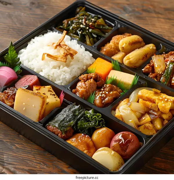 A delicious and healthy Japanese bento box with a variety of dishes