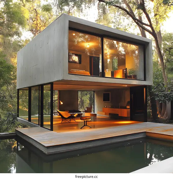 Modern Concrete House with a Swimming Pool