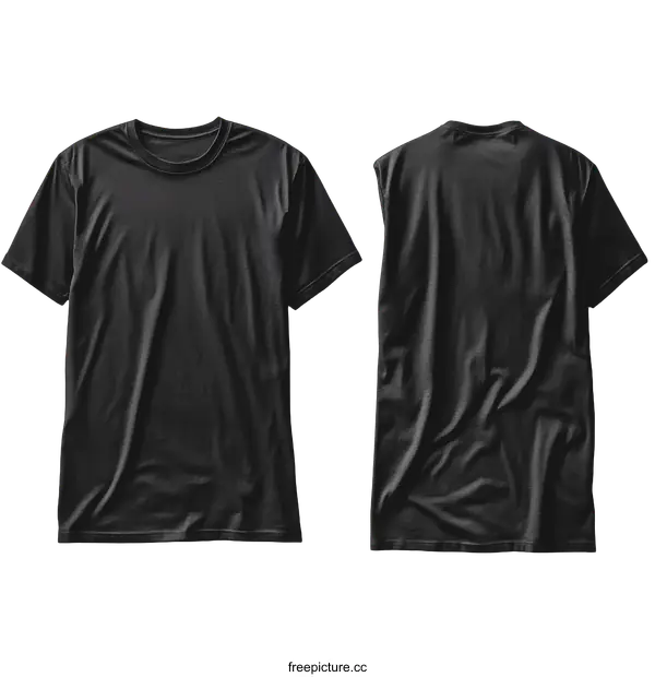 [Transparent Background PNG]Blank Black T-shirt Mockup Front and Back View