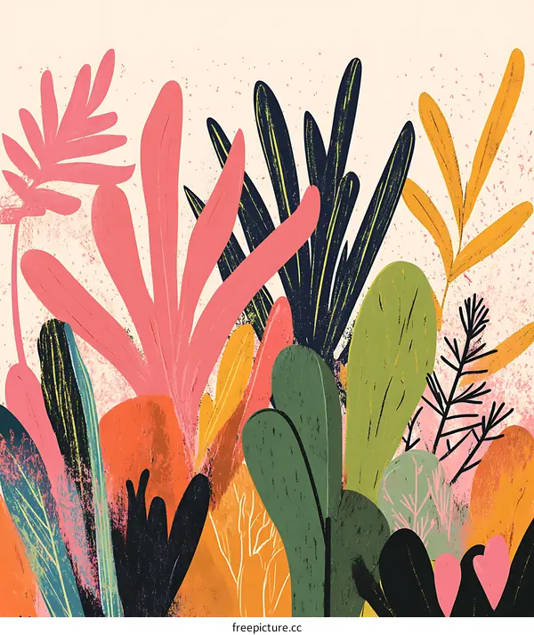 Colorful Abstract Illustration of Plants with a Soft Background