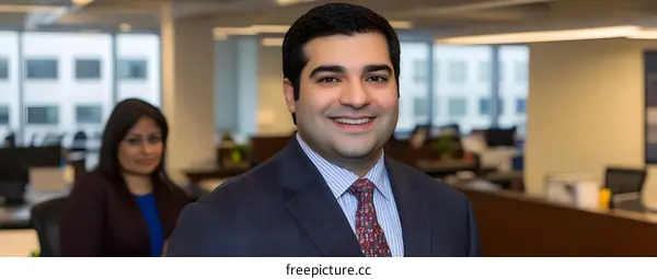 Smiling Businessman Portrait in Office Setting