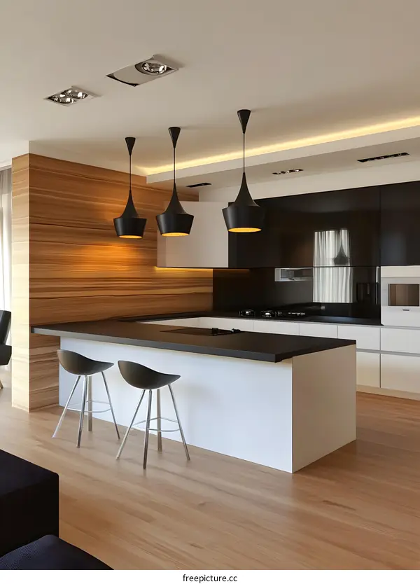 Modern Kitchen Interior Design with Black and White Cabinets