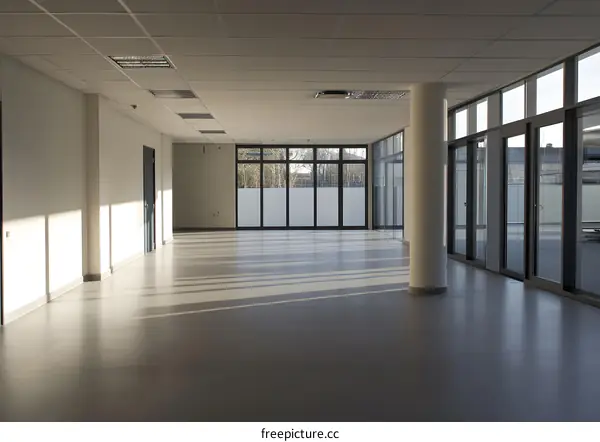 Empty Modern Office Space With Large Windows