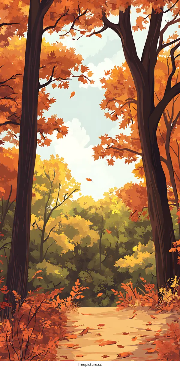 Autumn Forest Path Illustration