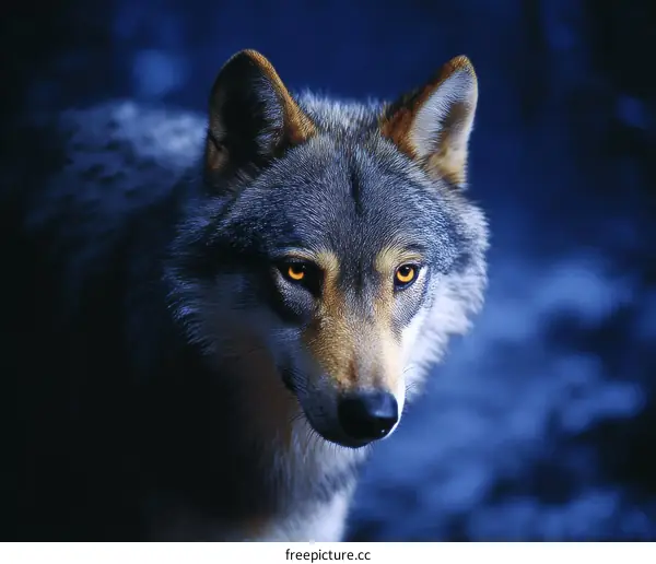 Mysterious Wolf in the Night Forest