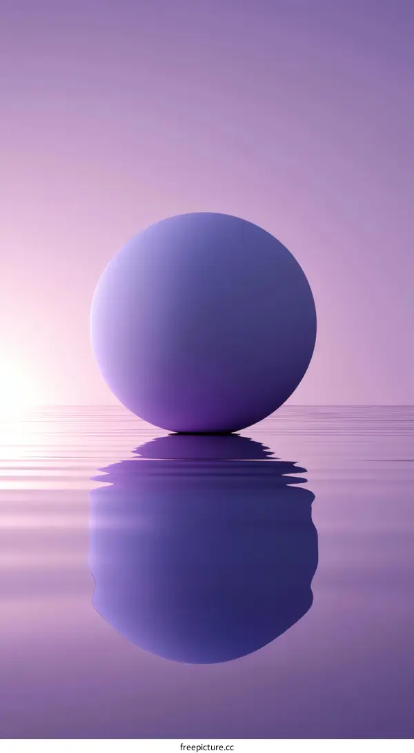 Purple Sphere on Still Water Surface