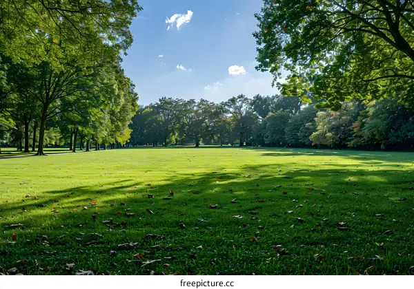 Green Grass Field with Trees in the Background