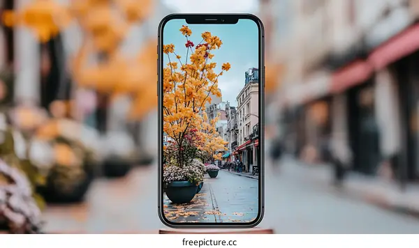 Smartphone Display with City Street View
