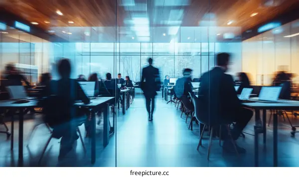 Busy Business People in Modern Office