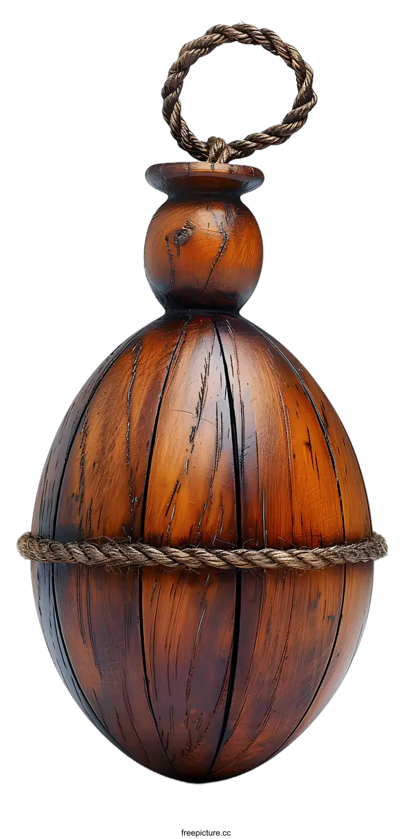 [Transparent Background PNG]A wooden barrel bomb with a rope handle