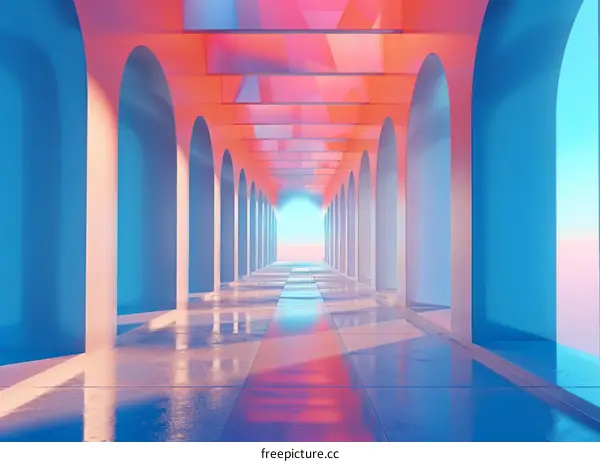 Pink and Blue Futuristic Sci-Fi Corridor