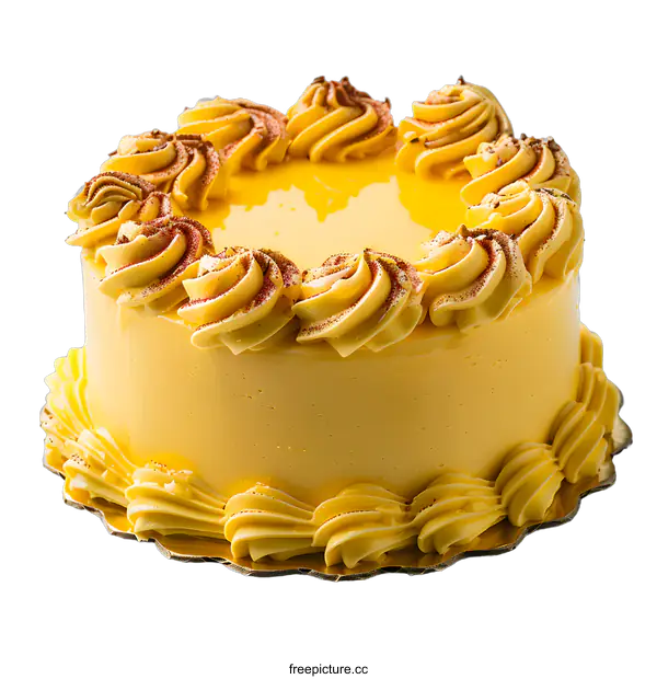 [Transparent Background PNG]A cake with yellow frosting