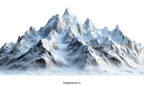 [Transparent Background PNG]Majestic Snow-Covered Mountain Range