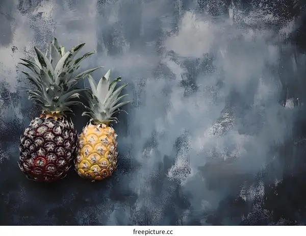 Two Pineapples on a Gray Background