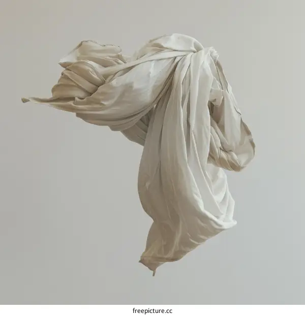 An image of a white cloth floating in the air