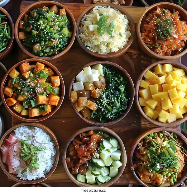 A variety of delicious and healthy Korean food