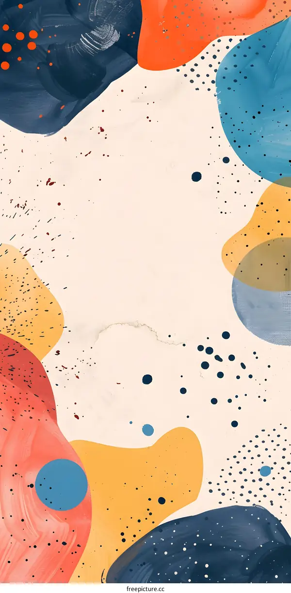 Abstract Painting with Colorful Shapes and Dots