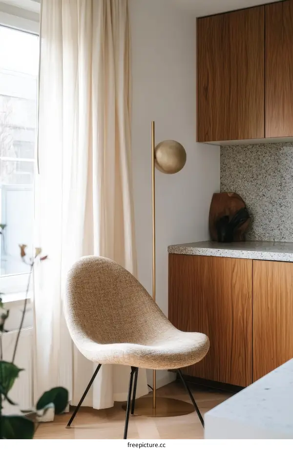 Modern Beige Armchair by the Window