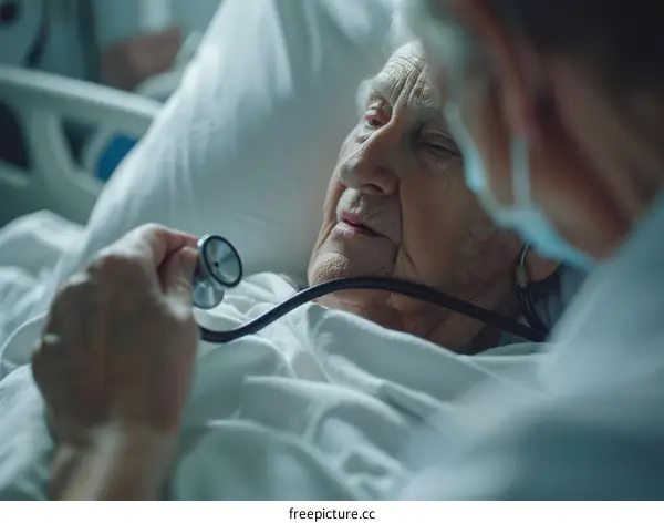 Doctor and patient in hospital room