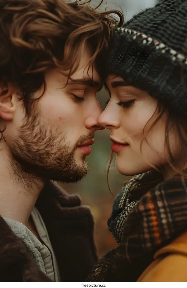 Couple Sharing an Intimate Moment Nose to Nose