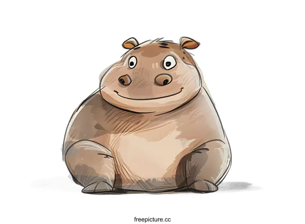 [Transparent Background PNG]Cute Cartoon Hippopotamus Illustration