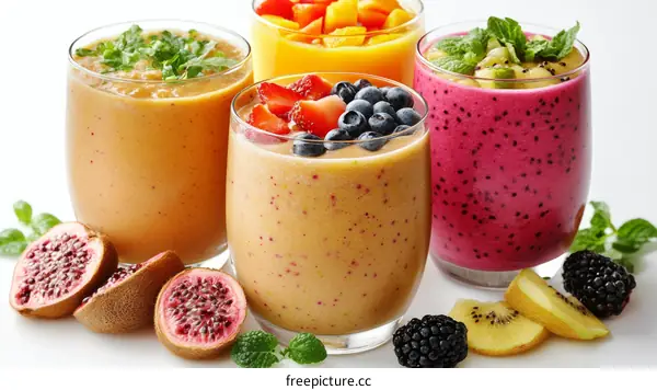 Assortment of Fresh Fruit Smoothies