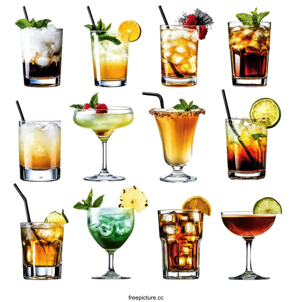 [Transparent Background PNG]Assortment of Cocktails and Drinks
