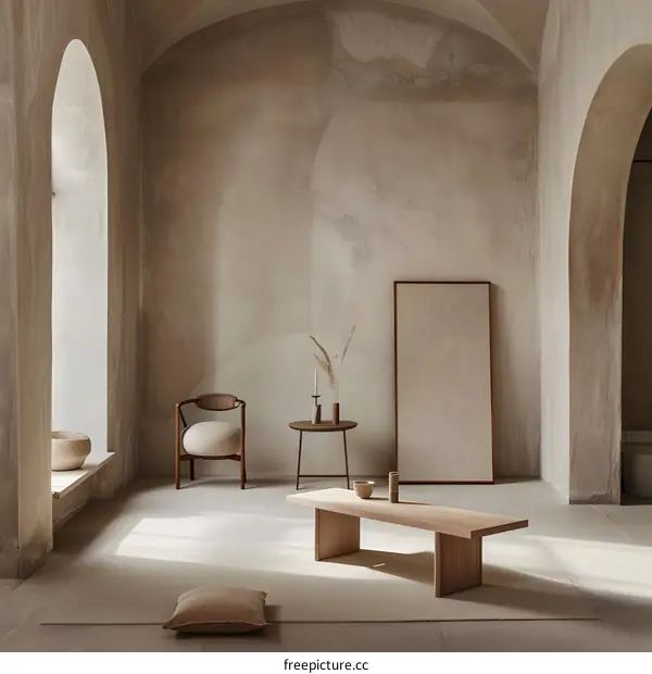 Minimalist Interior Design with Wooden Furniture and Natural Light