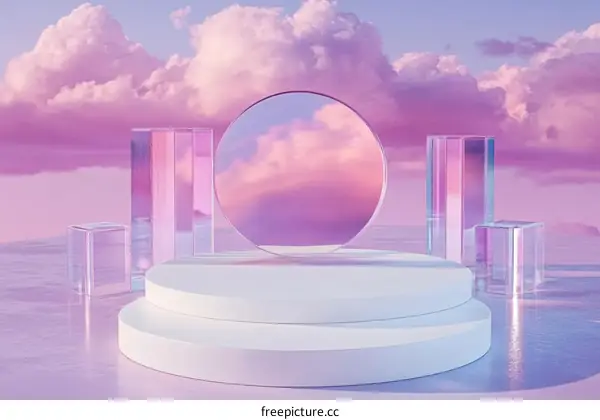 Abstract Pastel Pink and Purple Display Podium