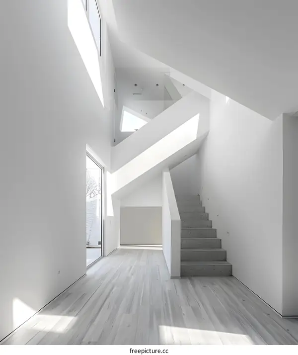 Modern Minimalist White Staircase Interior Design