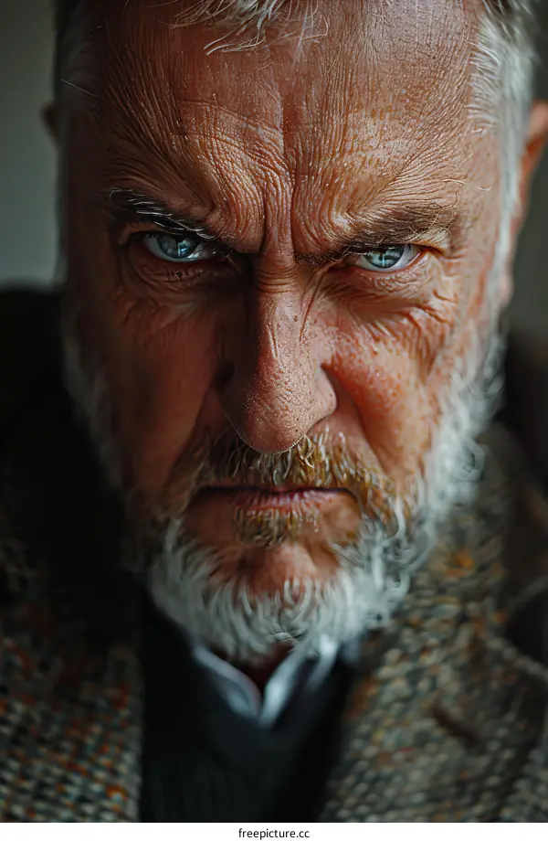 Close Up Portrait of an Angry Senior Man