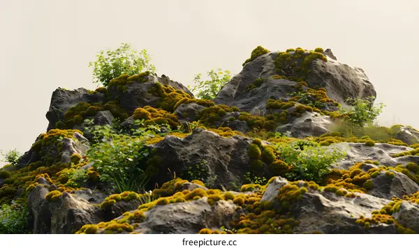 Close Up of Moss Covered Rocks in Nature