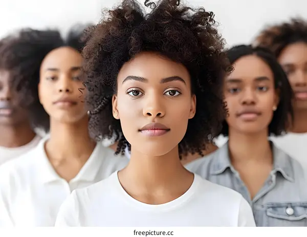 Group of Black Women Standing Together Looking at the Camera
