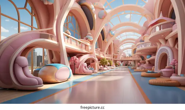 Pinkfuturistic city illustration