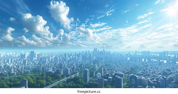 Cityscape Aerial View of Modern Urban Architecture